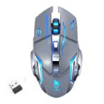 Souris Gaming sans Fil Rechargeable T-WOLF Q13 - Metal Gris
